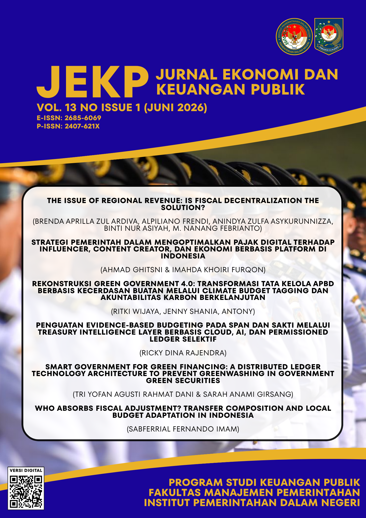 					View Vol. 13 No. 1 (2026): JEKP (Jurnal Ekonomi dan Keuangan Publik)
				